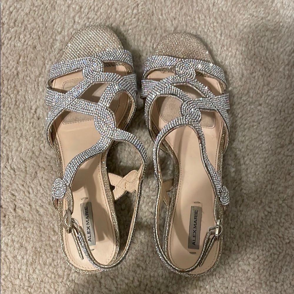 Alex Marie Silver Strappy Sandals with Ankle Strap